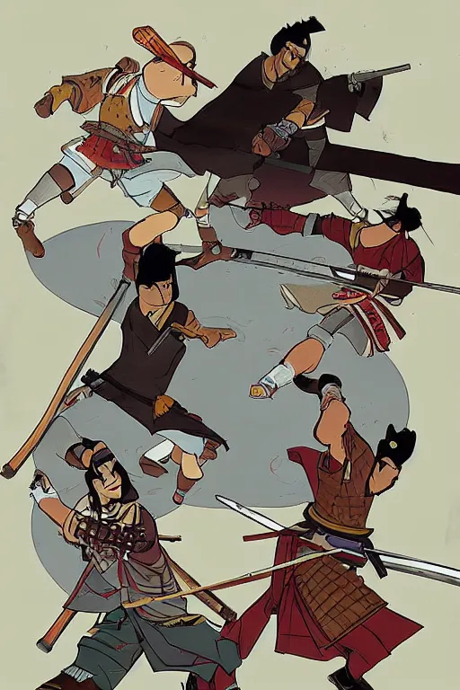 Prompt: samurai duel by mark zug, willian murai and cory loftis