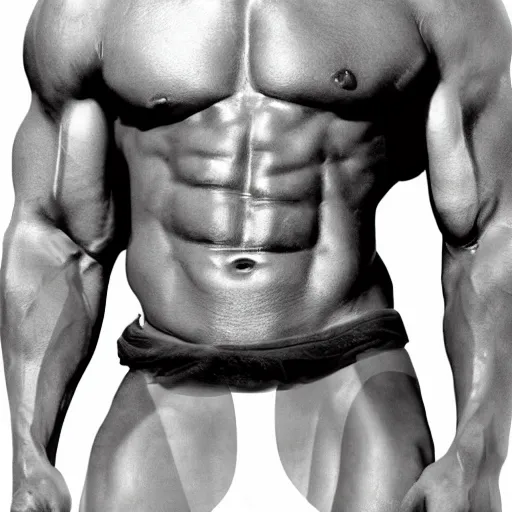 Prompt: big buff 6 pack Walter edited black and white image