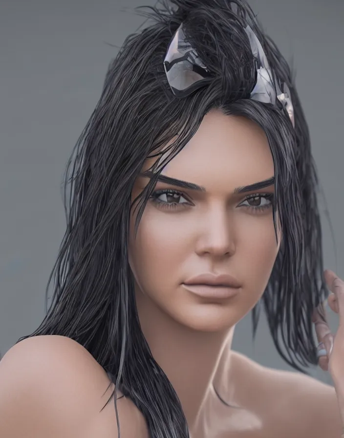Image similar to Kendall Jenner posing as a model in front of the camera. intricate artwork by artstation. octane render, cinematic, hyper realism, 8k, depth of field.