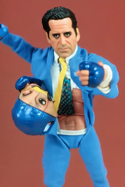 Image similar to michael scott as a 1 9 8 0 s wrestling action figure