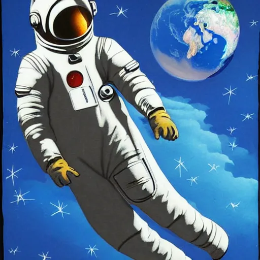 Image similar to Gerhard Human illustration of an astronaut drifting in space staring at the earth