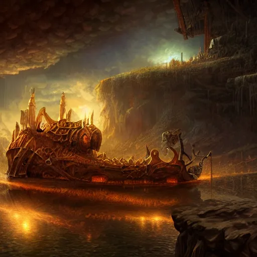 Image similar to noah's ark, centered in picture, epic fantasy, detailed, intricate, digital painting, concept art, realistic, smooth, focus, rim light