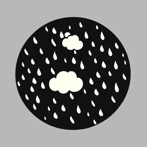 Prompt: a sticker of a crying rain cloud, black background.