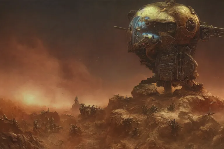 Prompt: futuristic battlefield, warhammer, space marines portrait, gloomy, epic, digitally painted by beksinski, centered, golden ratio