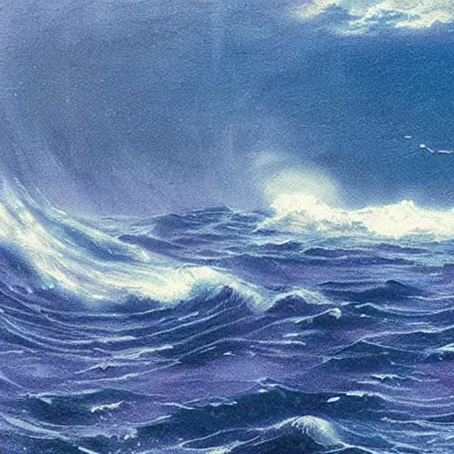 Prompt: a meteor striking the ocean causing large waves to form, highly detailed