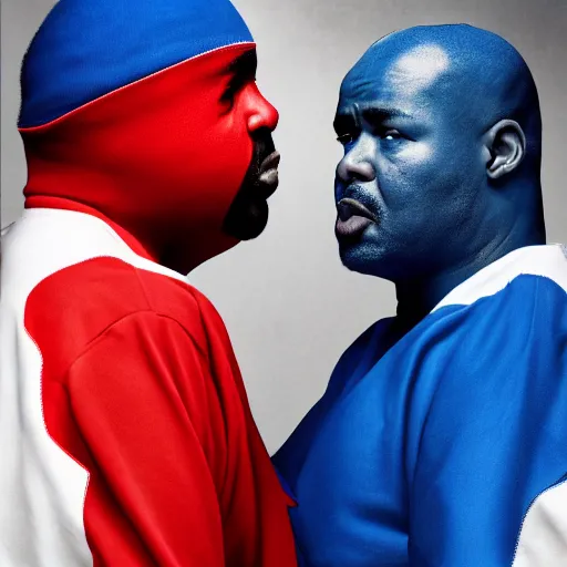 Image similar to crips vs bloods, uhd, 8 k photograph by emanuele dascanio and robin eley