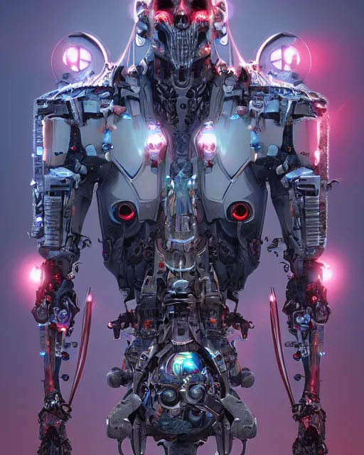 Image similar to benevolent cyborg necromancer, scifi, futuristic, helpful, kind, intelligent, highly detailed, trending on artstation, holy machine, advanced technology, art by vitaly bulgarov and nivanh chanthara and lance wilkinson