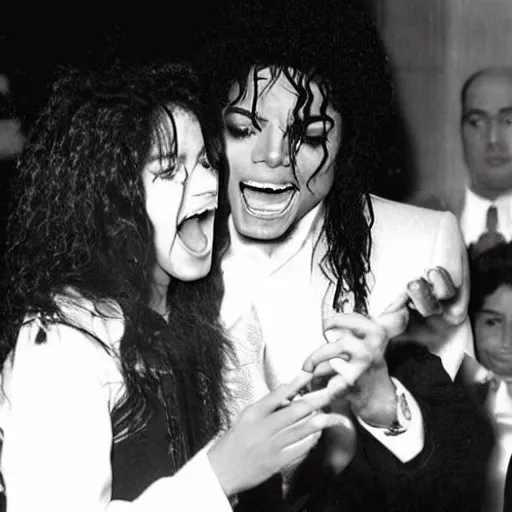 Prompt: michael jackson singing to a fan