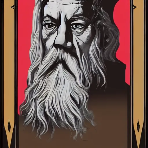 Image similar to gandalf as art deco, painting