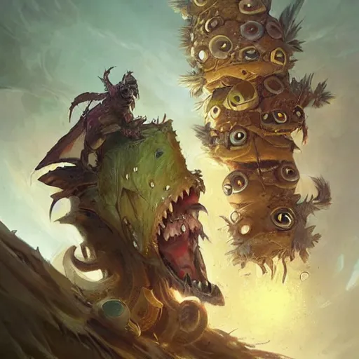 Image similar to mashup of 🐝🪱🐛🦋🐌, mashup monster artwork, epic fantasy style art, by Greg Rutkowski, hearthstone art style, monster artwork