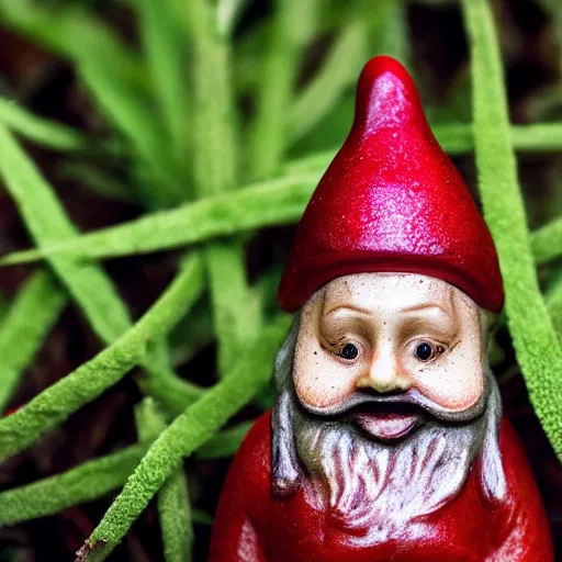 Prompt: garden gnome in gravy, DSLR 15mm, macro photo