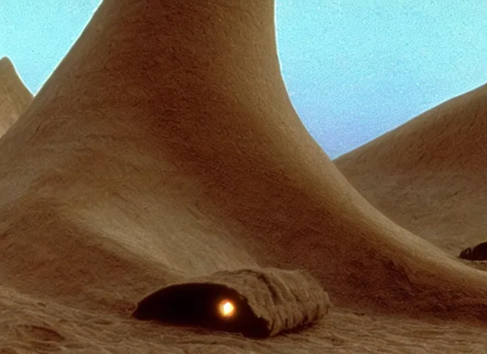 Image similar to sandworm scene from the 1 9 9 4 science fiction film dune