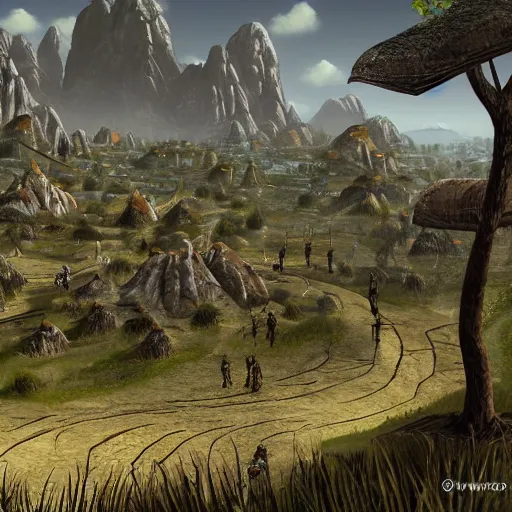 Image similar to morrowind landscape, highly detailed