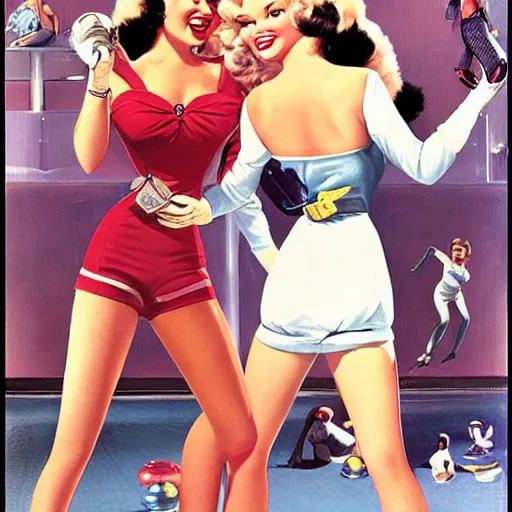 Image similar to let's go bowling with jayne mansfield by gil elvgren and mort drucker,