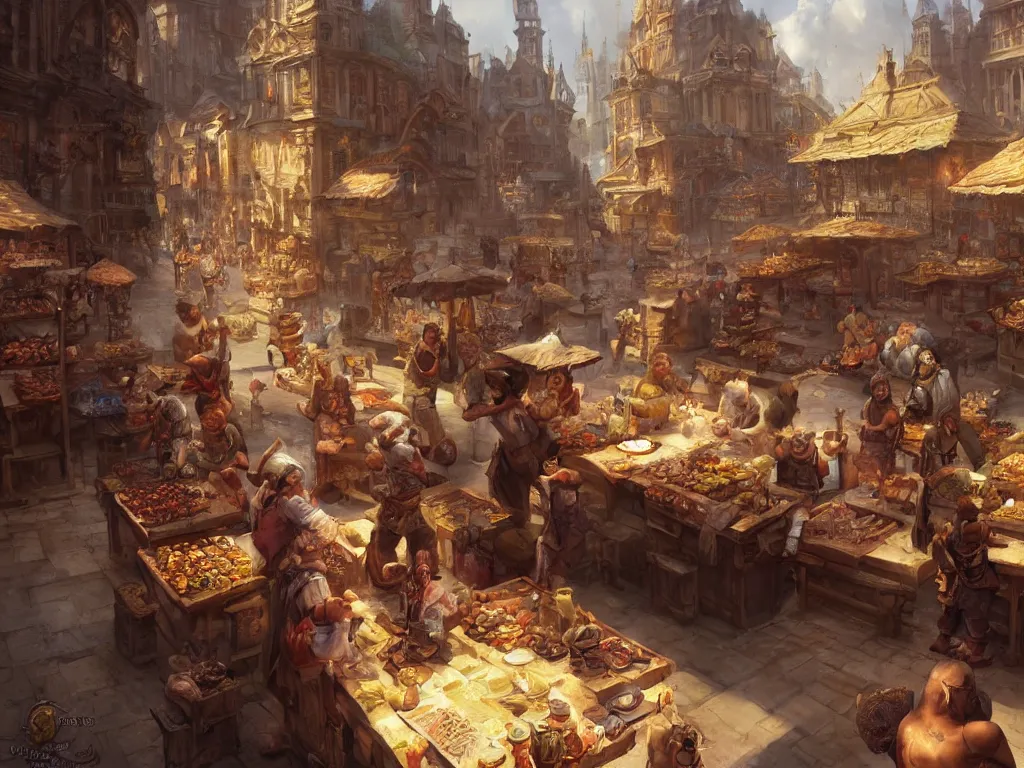 Image similar to a market vendor in the baroque era, hearthstone art style, epic fantasy style art by Craig Mullins, fantasy epic digital art, epic fantasy card game art by Greg Rutkowski