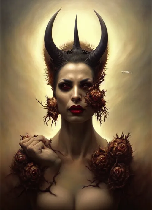 Image similar to ricky gerwais as an devil, aesthetic, fine art, intricate, elegant, highly detailed, realistic hair, centered, digital painting, art station, conceptual art, soft, sharp focus, illustration, artwork, artgerm, tomasz alen kopera, peter mohrbacher, donato giancola, wlop, boris vallejo