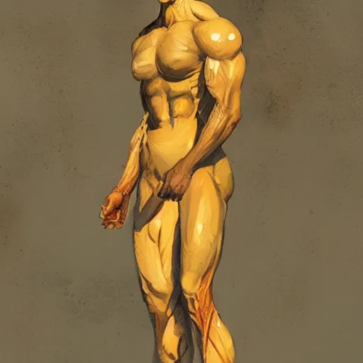 Image similar to lemon with muscular body of a human by greg rutkowski