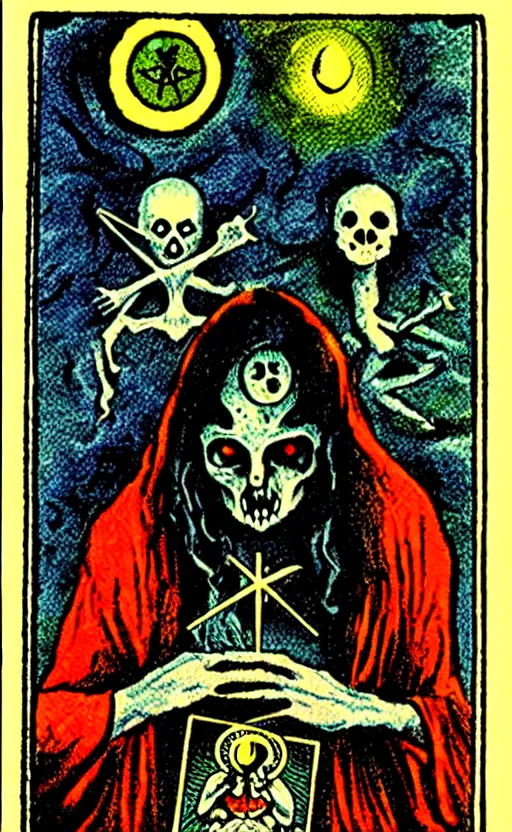 Image similar to tarot cards horror cult