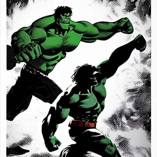 Prompt: hulk against link, comic book, by frank miller, 4 k, 3 d