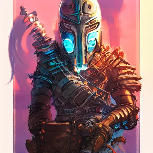 Prompt: cyberpunk viking helmet mask warrior goddess robot ninja fantasy, art gta 5 cover, official fanart behance hd artstation by jesper ejsing, by rhads, makoto shinkai and lois van baarle, ilya kuvshinov, ossdraws