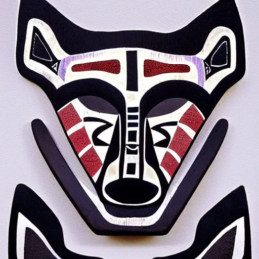 Image similar to wolf. pacific northwest coast, haida gwaii, formline native art, tribal art, haida, clean, symmetrical