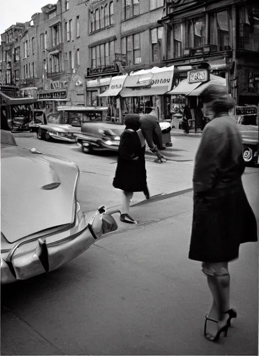 Image similar to street photography by vivian maier. professional photography.