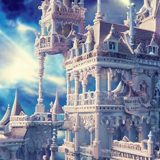 Prompt: white castle in the sky, fairy tale, stunning, surrounding cinematic light, hyper detailed, ornate and intricate, 4 k cinematic octane render