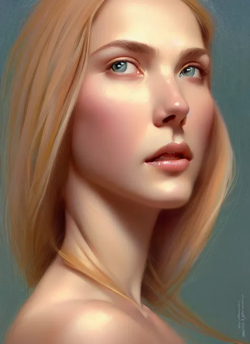 Prompt: beautiful feminine face! portrait of young woman blessed by god with ever - increasing physical mental perfection, blonde, symmetrical! intricate, elegant features, highly detailed, holy perfection!! smile, digital painting, artstation, concept art, smooth, sharp focus, illustration, art by artgerm and greg rutkowski and alphonse mucha