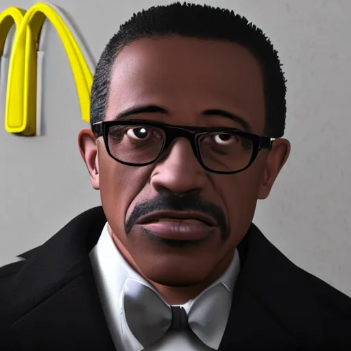 Prompt: Gustavo Fring from breaking bad working at MC Donalds, realistic, photoreal, upclose, portrait, 4k