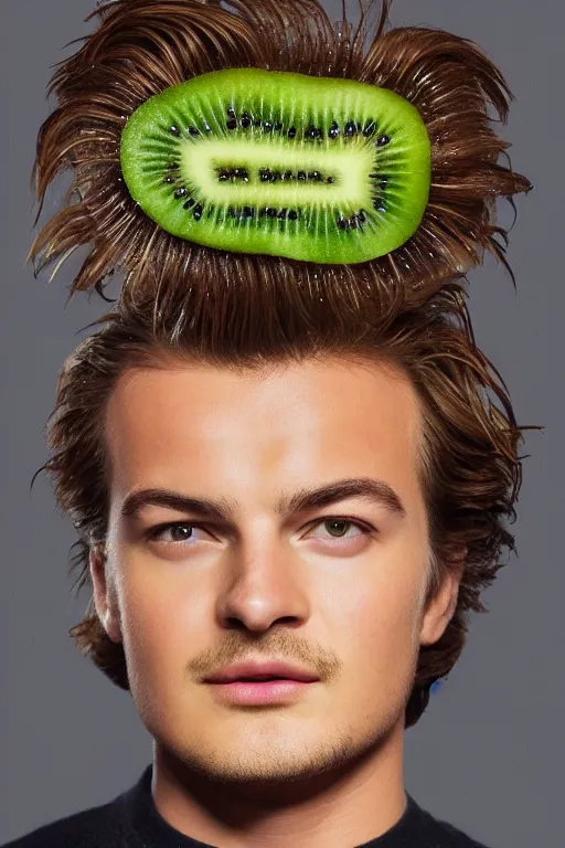 Prompt: 📷 joe keery made of kiwi fruit 🥝, made of food, head portrait, dynamic lighting, 4 k