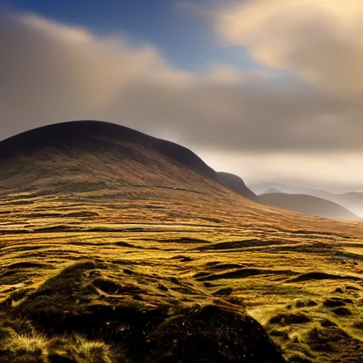 Image similar to matte painting of the mountains of mourne in ireland