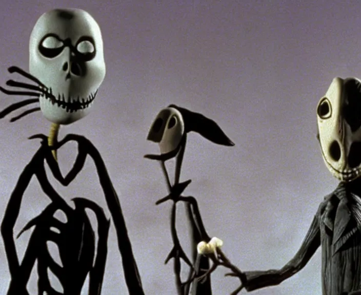 Prompt: a still of david lynch in the nightmare before christmas ( 1 9 9 3 ), claymation, 4 k, hi - res