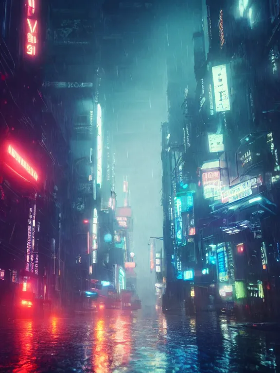 Image similar to photo of 8k ultra realistic blade runner skyline, neon, heavy rain, full of colour, cinematic lighting, battered, trending on artstation, 4k, hyperrealistic, focused, extreme details,unreal engine 5, cinematic, masterpiece, art by studio ghibli