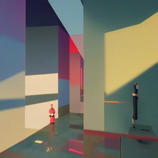 Image similar to neo brutralism, futuristic architectural art, colorful, oilpainting, hyperrealistic, cgsociety, octane render, realistic depth, 3D feeling, sunlight, shadows, in the style of Mark Rothko, Edward Hopper, Akihiko Yoshida and Greg Rutkowski