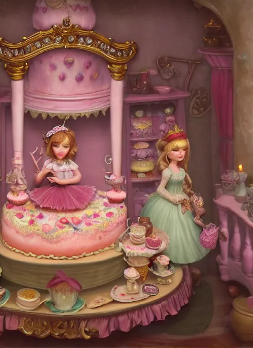 Image similar to highly detailed closeup portrait of a fairytale princess's cake shop, unreal engine, nicoletta ceccoli, mark ryden, earl norem, lostfish, global illumination, detailed and intricate environment