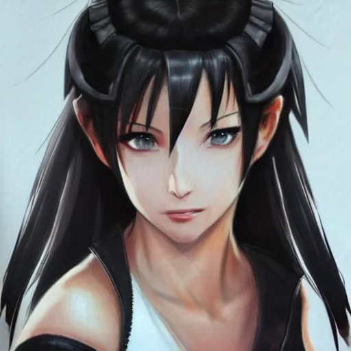 Prompt: concept art of head and shoulders cosplay of tifa lockhart, trending on artstartion