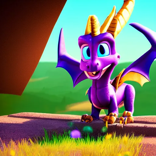 Prompt: Hyperrealistic photo of Spyro the Dragon, 4k