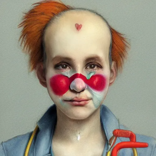 Image similar to clowncore pastel punk young hospital nurse wearing stylish uniform. detailed, portrait, 8 k, artwork by jean - baptiste monge