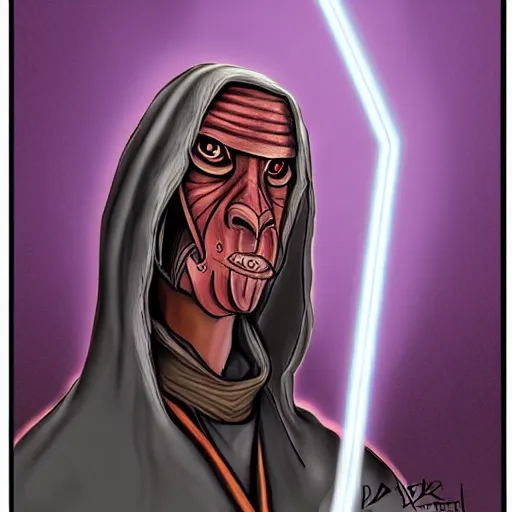 Image similar to jar jar binks as a sith lord, dark fantasy