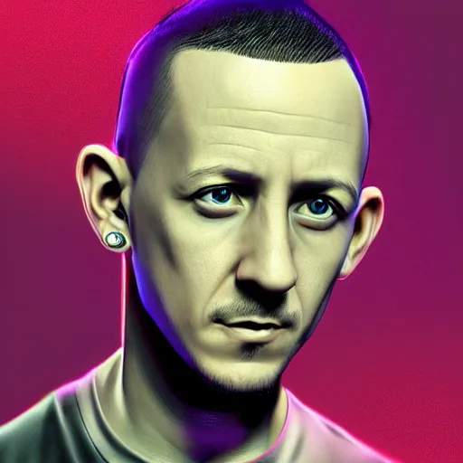 Prompt: photorealistic chester bennington. hyperdetailed photorealism, 1 0 8 megapixels, amazing depth, high resolution, 3 d shading, 3 d finalrender, 3 d cinematic lighting, glowing rich colors, psychedelic overtones, artstation concept art.