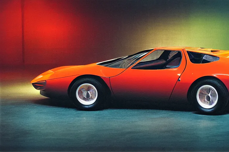 Prompt: designed by giorgetto giugiaro stylized poster of a single 1 9 6 9 miura citroen dm bmw m 1 ( ( mclaren f 1 ) ) delorean concept, thick neon lights, ektachrome photograph, volumetric lighting, f 8 aperture, cinematic eastman 5 3 8 4 film