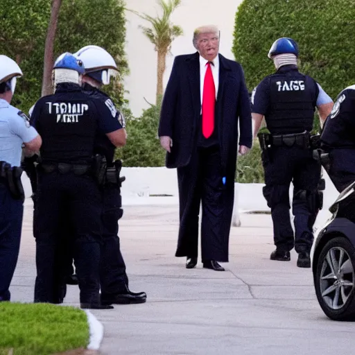 Image similar to Newscast still of Donald Trump being arrested at mar-a-lago,4k