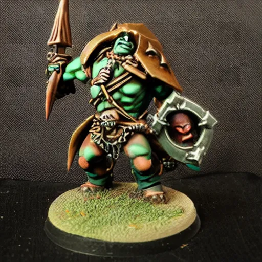 Prompt: warhammer fantasy orc figurine