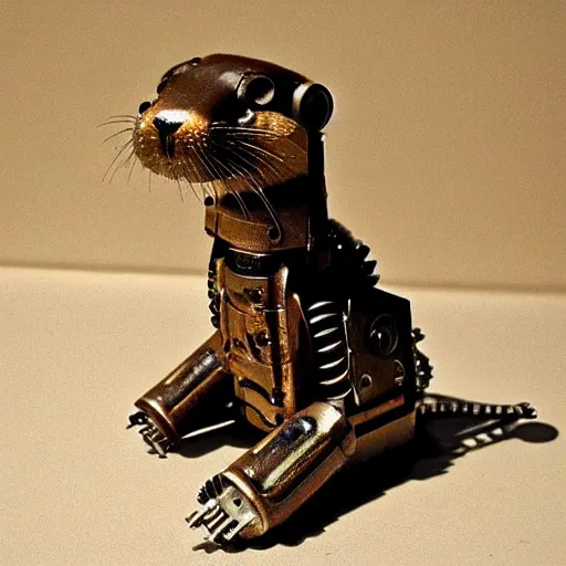 Image similar to river otter made of mechanical steampunk parts