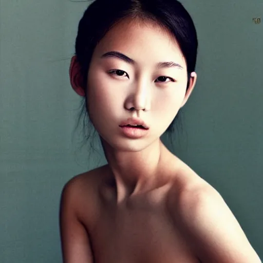 Prompt: photo portrait of beautiful 2 0 - year - old asian woman by mario testino,'models. com ', elegant, luxury, masterpiece, sharp focus