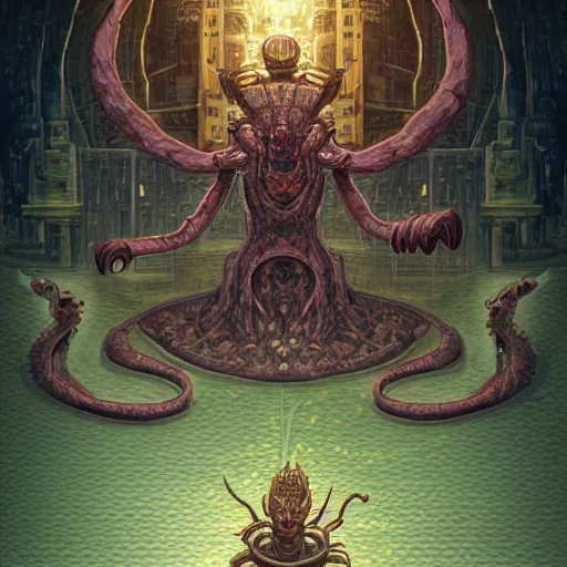 Prompt: Nyarlathotep as a Final Fantasy VI boss. Hyperdetailed. Behance. SNES.