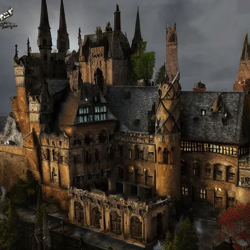 Image similar to gothic vampire castle, realistic, highly detailed, hd, unreal engine, guillermo del toro