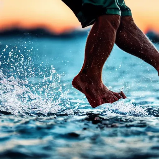 Image similar to closeup of a fish jumping out of the water as a fisherman reels him in