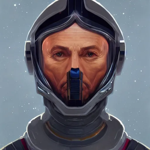 Image similar to A portrait of a space admiral, D&D, sci-fi, elegant, hopeful, muscular, highly detailed, digital painting, artstation, concept art, smooth, sharp focus, illustration