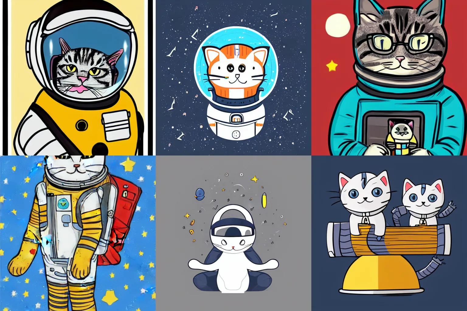 Prompt: a cat astronaut, cute digital illustration, realistic